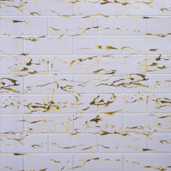 3D Duvar Paneli – Beyaz Altın Mermer Desen Tuğla Görünüm
